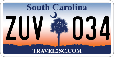 SC license plate ZUV034