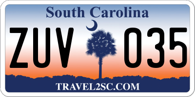 SC license plate ZUV035