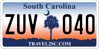 SC license plate ZUV040