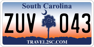 SC license plate ZUV043