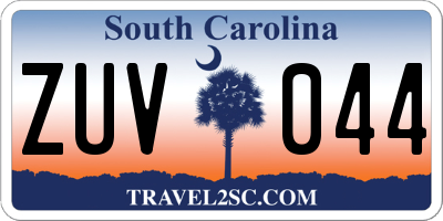 SC license plate ZUV044