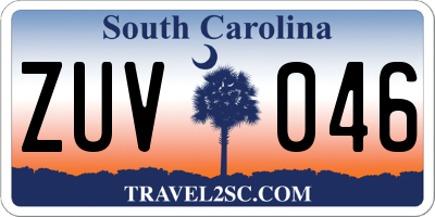 SC license plate ZUV046