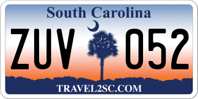 SC license plate ZUV052
