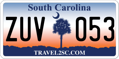 SC license plate ZUV053