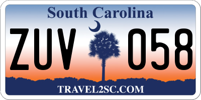 SC license plate ZUV058