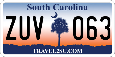 SC license plate ZUV063