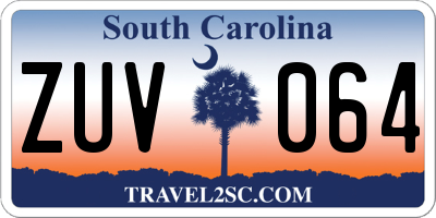 SC license plate ZUV064
