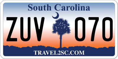 SC license plate ZUV070