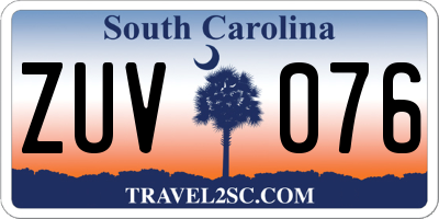 SC license plate ZUV076