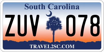 SC license plate ZUV078
