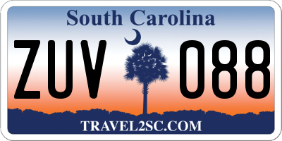 SC license plate ZUV088