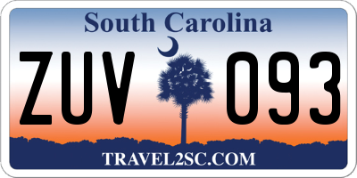 SC license plate ZUV093