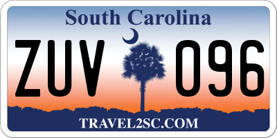 SC license plate ZUV096