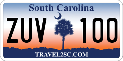 SC license plate ZUV100
