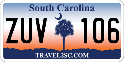SC license plate ZUV106