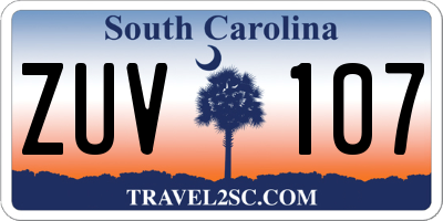 SC license plate ZUV107