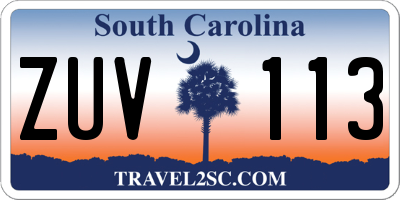 SC license plate ZUV113