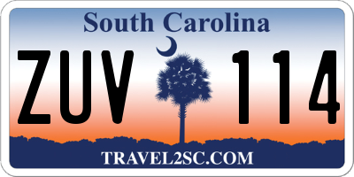 SC license plate ZUV114