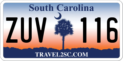 SC license plate ZUV116