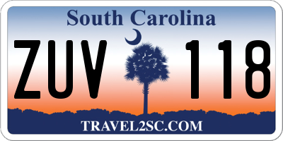 SC license plate ZUV118