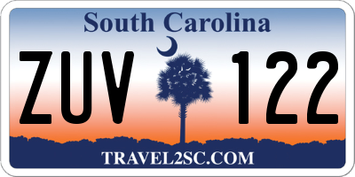 SC license plate ZUV122