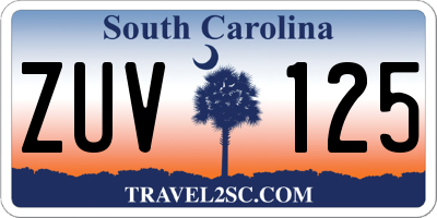 SC license plate ZUV125