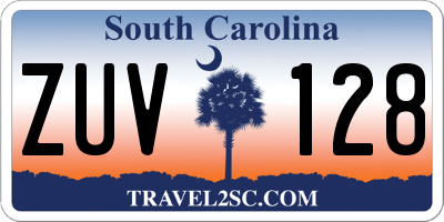 SC license plate ZUV128
