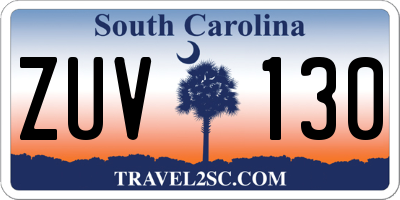 SC license plate ZUV130