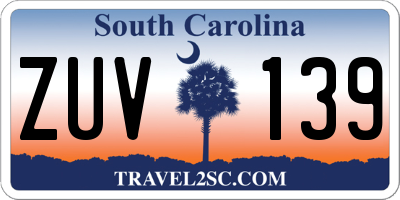 SC license plate ZUV139