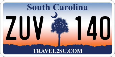 SC license plate ZUV140