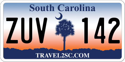 SC license plate ZUV142
