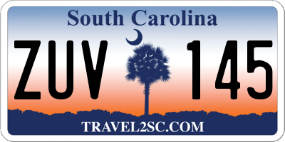 SC license plate ZUV145