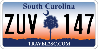 SC license plate ZUV147