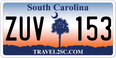 SC license plate ZUV153