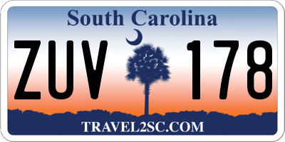 SC license plate ZUV178