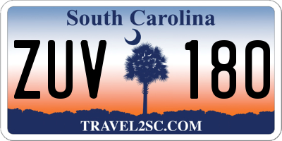 SC license plate ZUV180