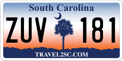 SC license plate ZUV181