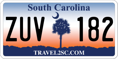 SC license plate ZUV182