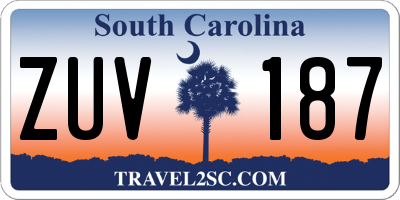 SC license plate ZUV187