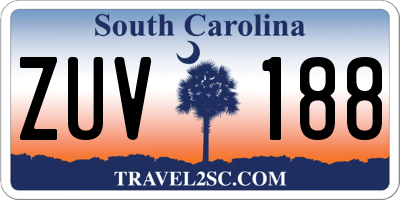 SC license plate ZUV188