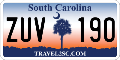 SC license plate ZUV190
