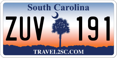 SC license plate ZUV191