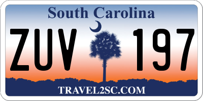 SC license plate ZUV197