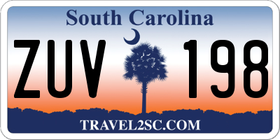 SC license plate ZUV198