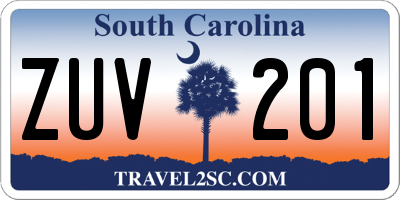 SC license plate ZUV201