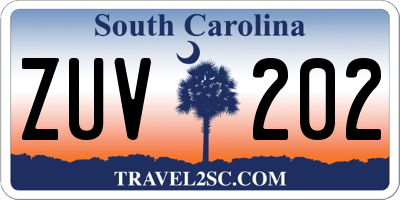 SC license plate ZUV202