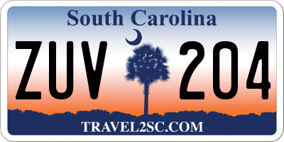 SC license plate ZUV204