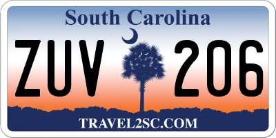 SC license plate ZUV206
