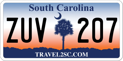 SC license plate ZUV207