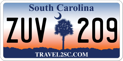 SC license plate ZUV209